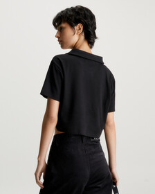 Relaxed Ribbed Polo Shirt, Ck Black, hi-res
