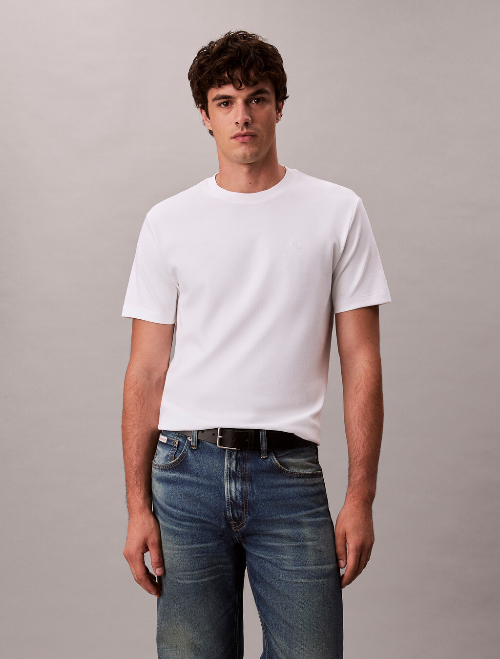 Tonal Monogram Crewneck Tee, Bright White, hi-res