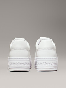 Leather Platform Trainers, Triple Bright White, hi-res