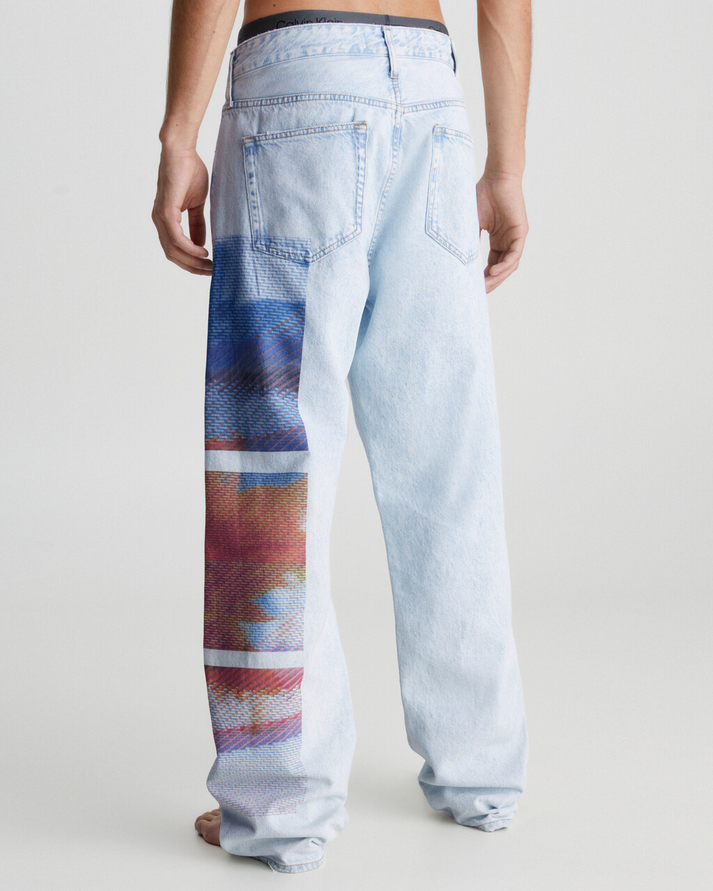 90'S STRAIGHT PRINTED JEANS, Denim Light, hi-res