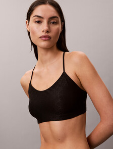 Monogram Mesh Low Support Bra, Black, hi-res