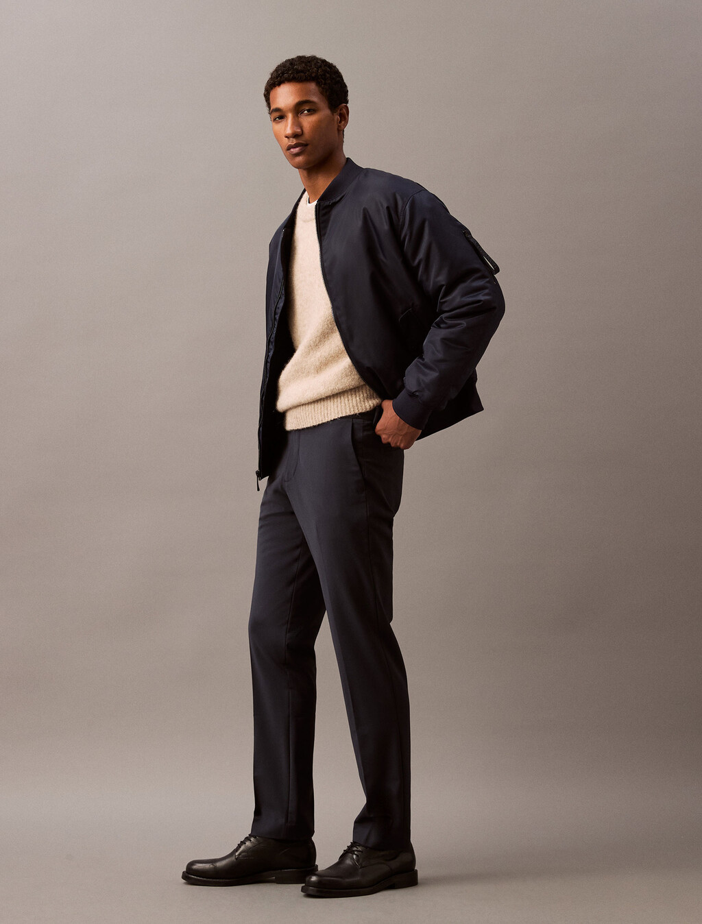 Refined Wool Blend Slim Trouser, Dark Sapphire, hi-res