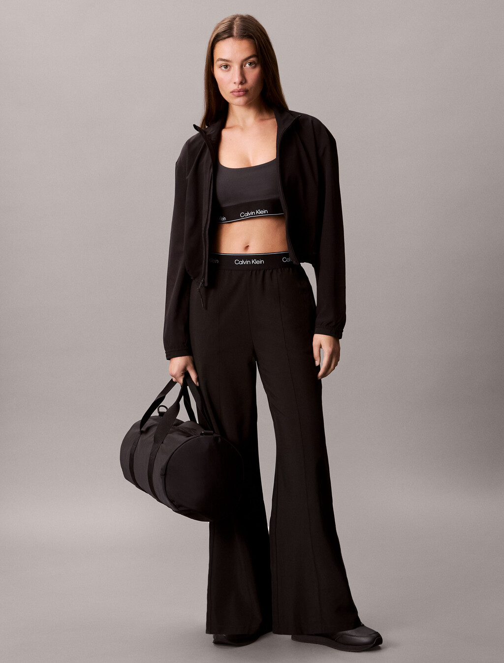 Essentials Wide Leg Track Pants, /Black, hi-res