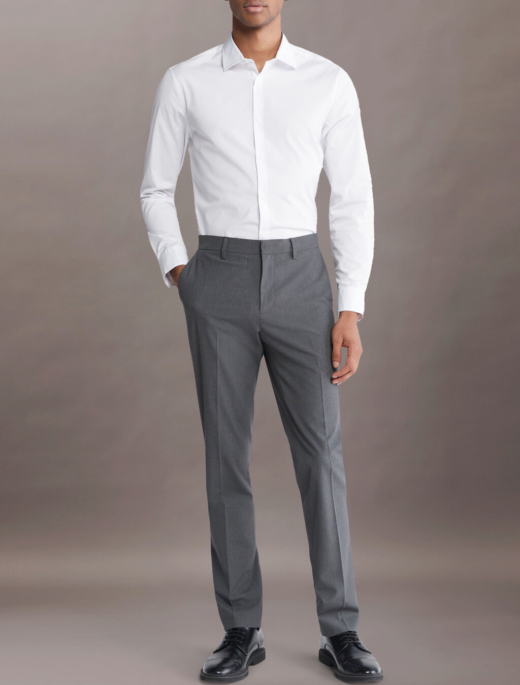 Supima Stretch Cotton Slim Button-Down Shirt, Brilliant White, hi-res