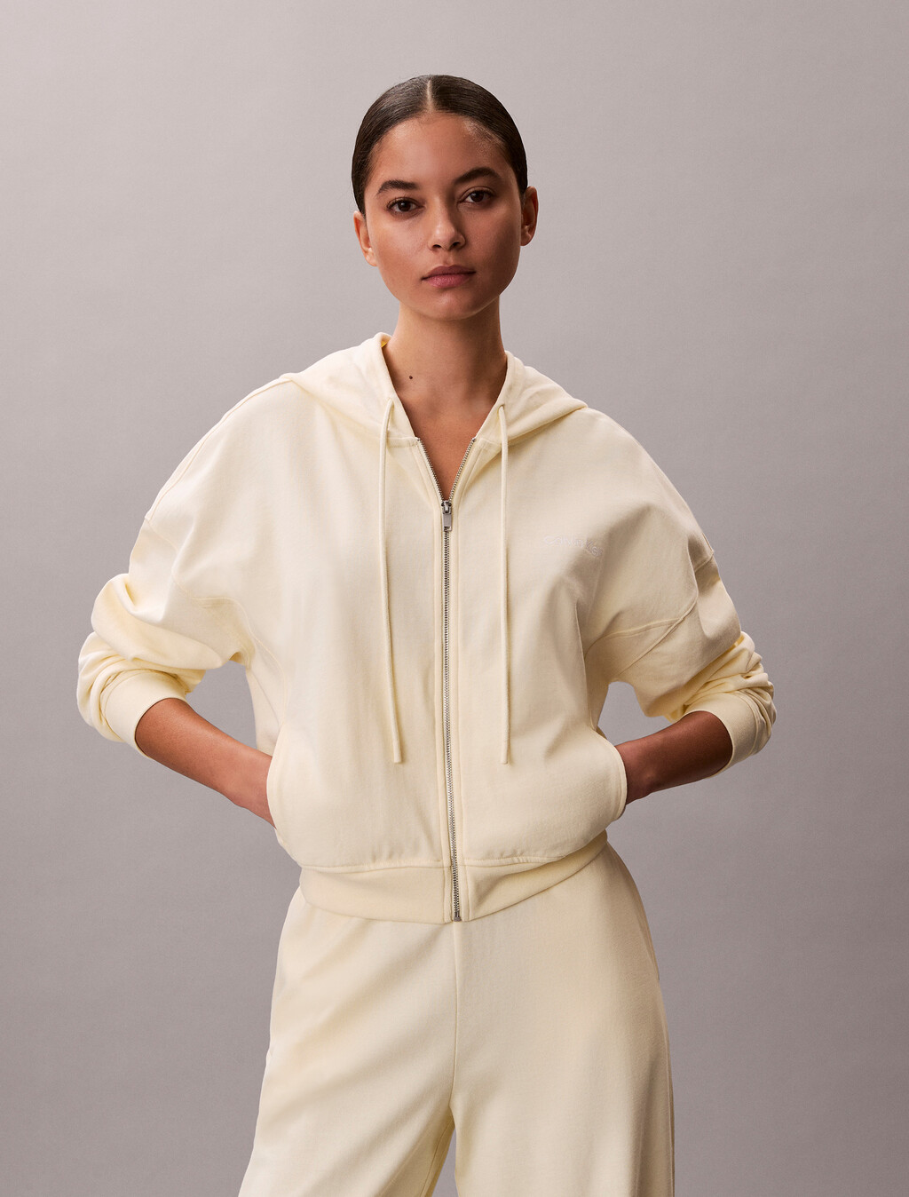 Logo Cotton Jersey Zip Thru Hoodie, Pear Sorbet, hi-res