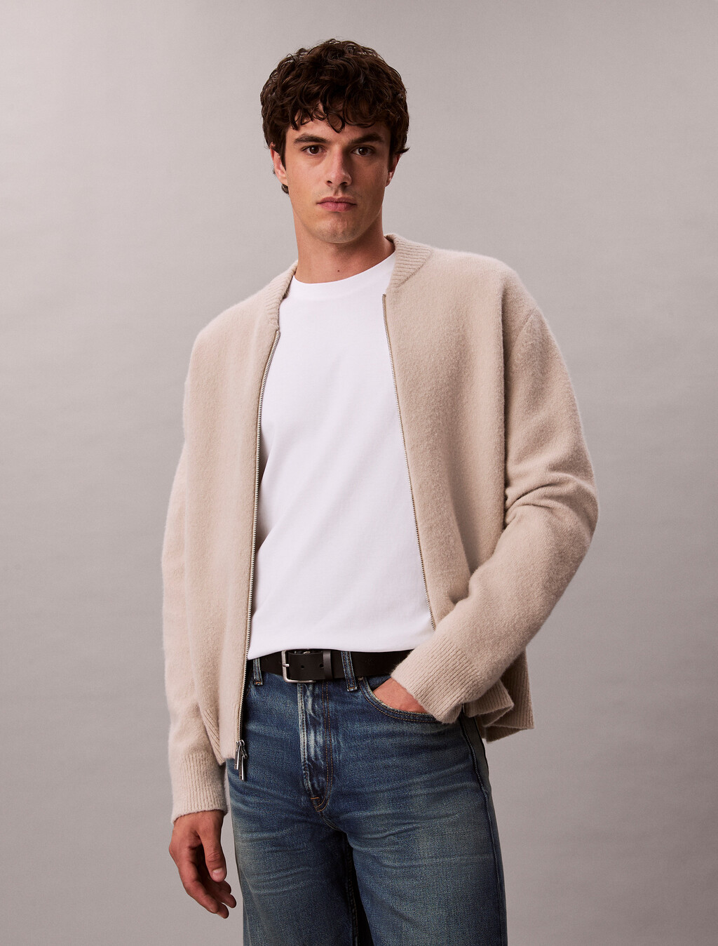 Tonal Monogram Crewneck Tee, Bright White, hi-res