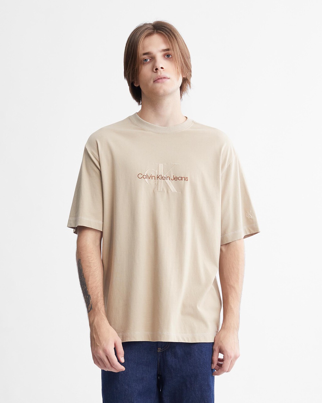 Mineral Dye Relaxed Monologo Tee, Plaza Taupe, hi-res
