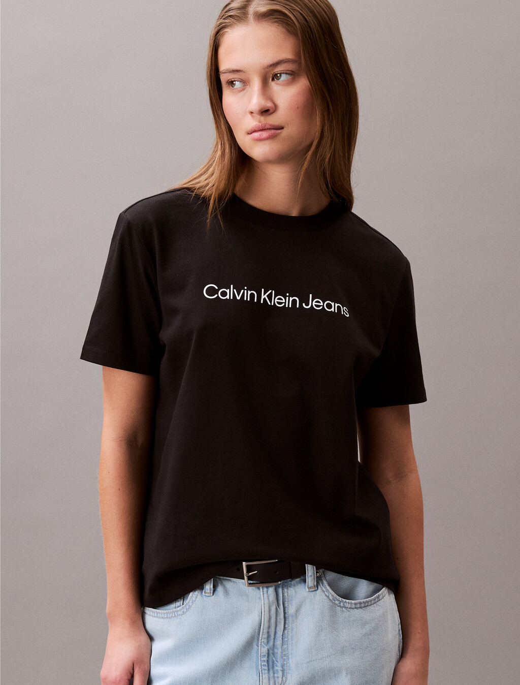 Institutional Logo Tee, Black, hi-res