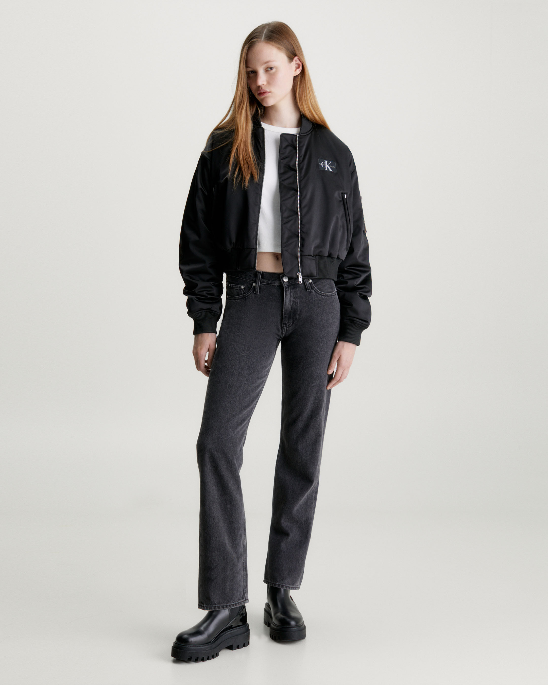 White cropped bomber on sale jacket