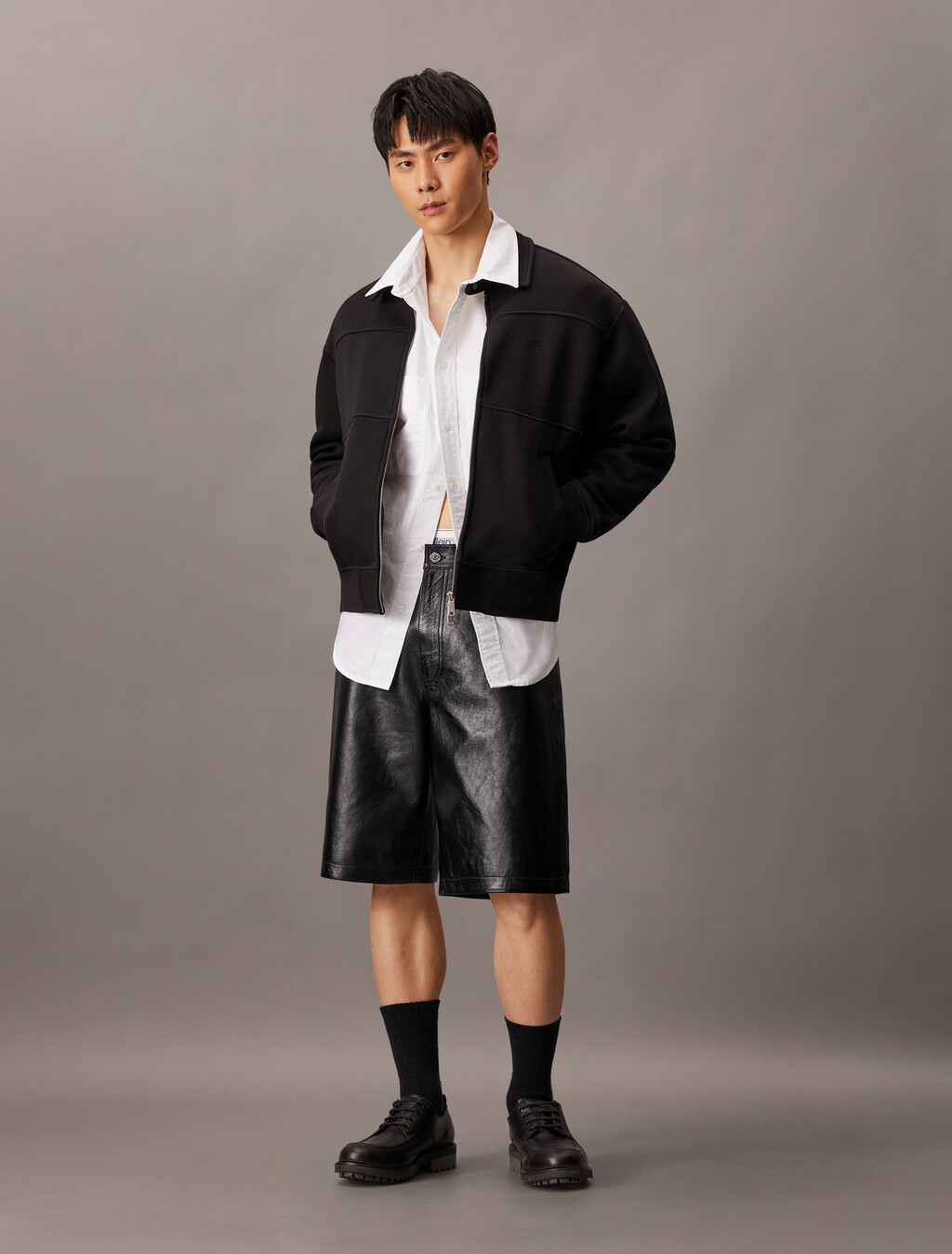 Leather Shorts, Black, hi-res