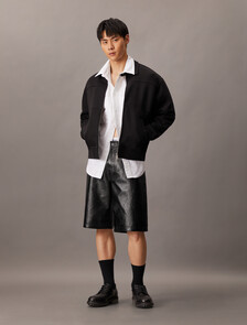 Leather Shorts, Black, hi-res