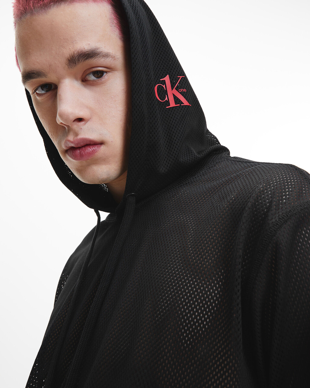 CK ONE GENDERLESS MESH HOODIE, Ck Black, hi-res