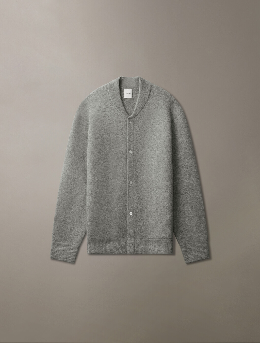 Boiled Wool Blend Snap Bomber, Medium Grey htr, hi-res