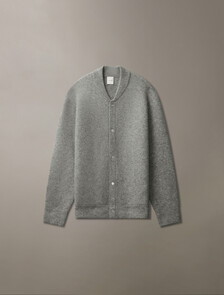 Boiled Wool Blend Snap Bomber, Medium Grey htr, hi-res