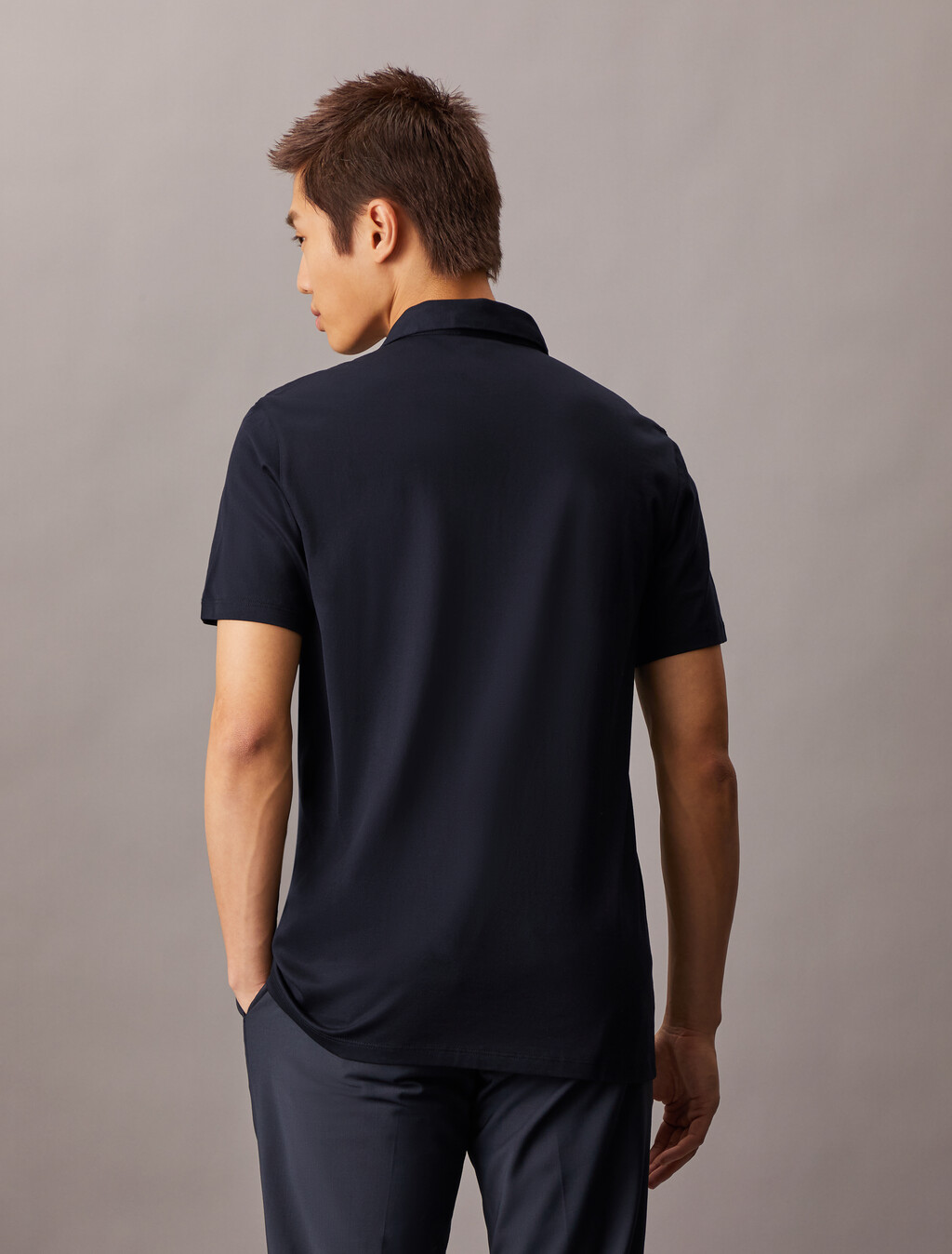 Double Mercerized Cotton Short Sleeve Polo, Black Beauty, hi-res