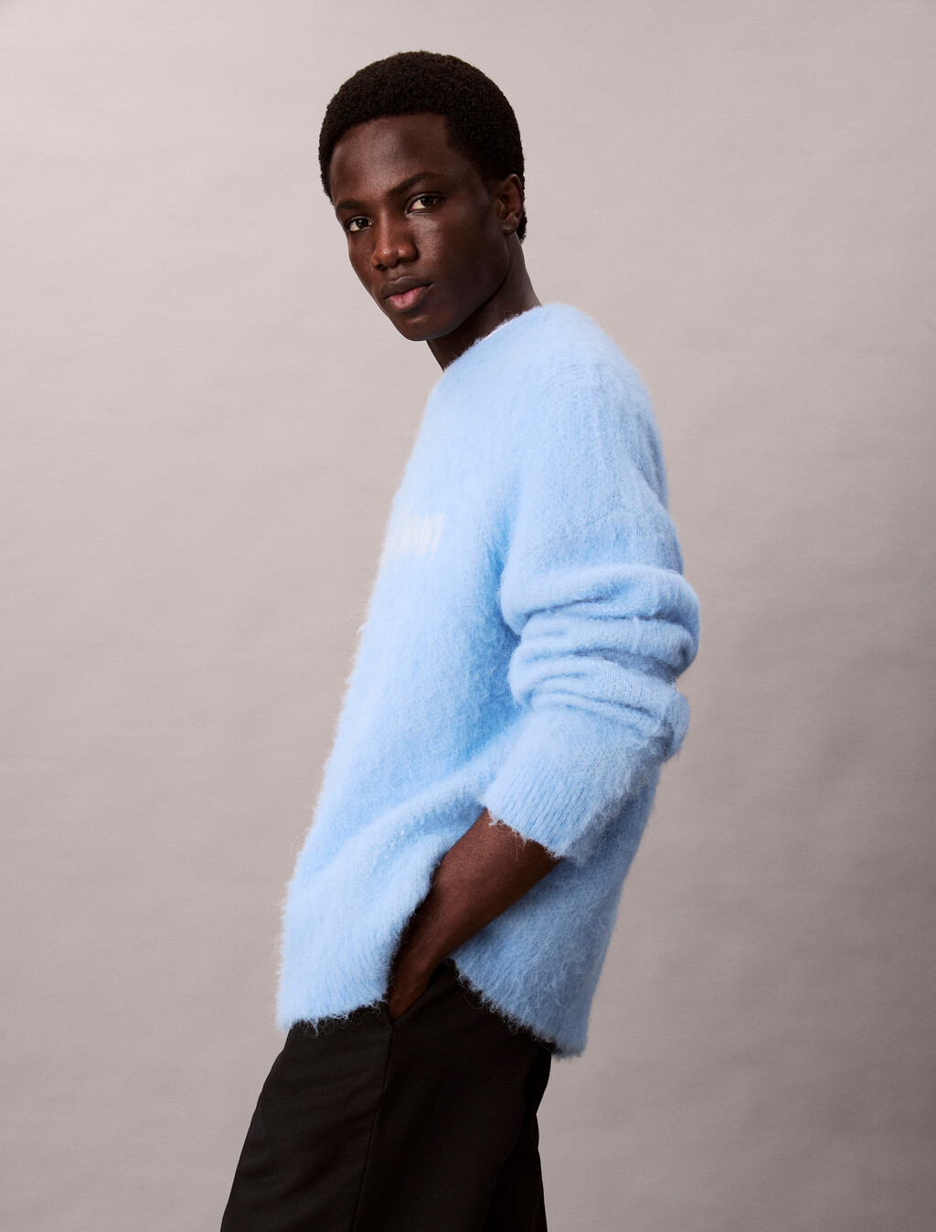 Brushed Alpaca Wool Blend Monogram Logo Sweater, Track Blue, hi-res