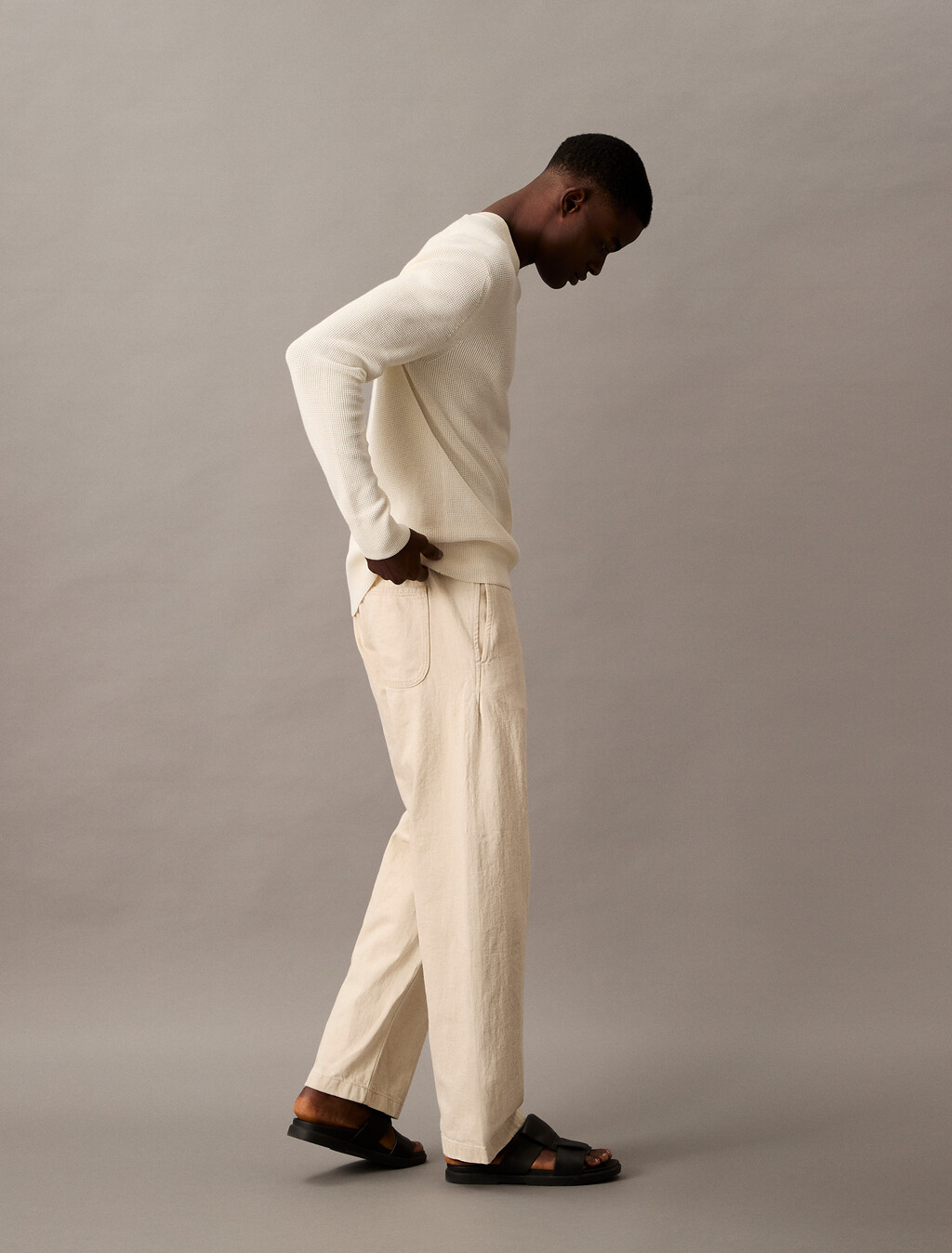 Cotton Linen Relaxed Jeans, NATURAL SUN, hi-res