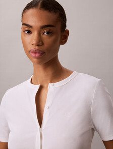 Ribbed Short Sleeve Cardigan, Bright White, hi-res
