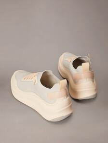 Mesh Chunky Runner Sock Trainers, Vaporous White/Light Cashew, hi-res