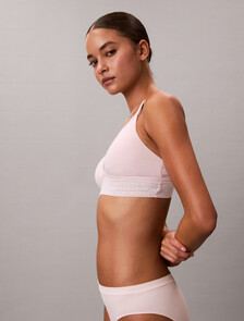 Cotton Stretch Lace Lightly Lined Triangle Bralette, NYMPHS THIGH, hi-res