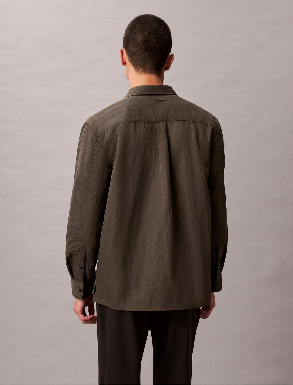 Relaxed Nylon Shirt Jacket, Beluga, hi-res