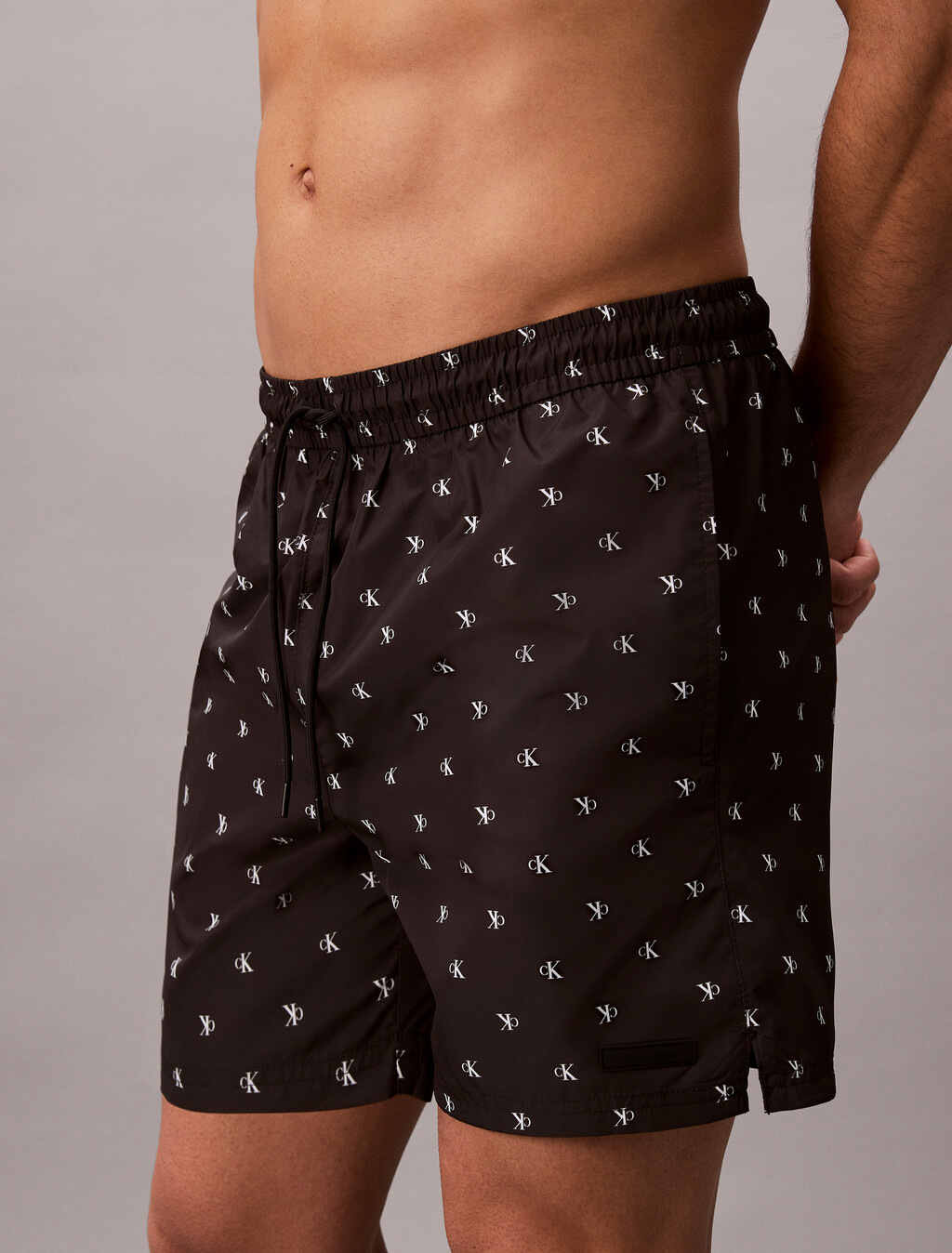 Solid Swim Shorts, DIAMOND LOGO BLACK, hi-res