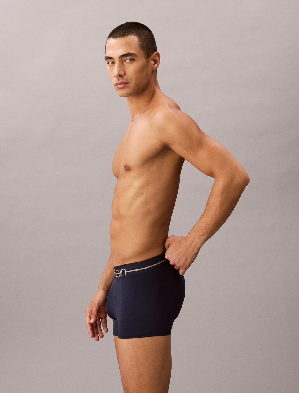 Icon Microfiber Stretch Metallic Low Rise Trunk, Blue Shadow, hi-res