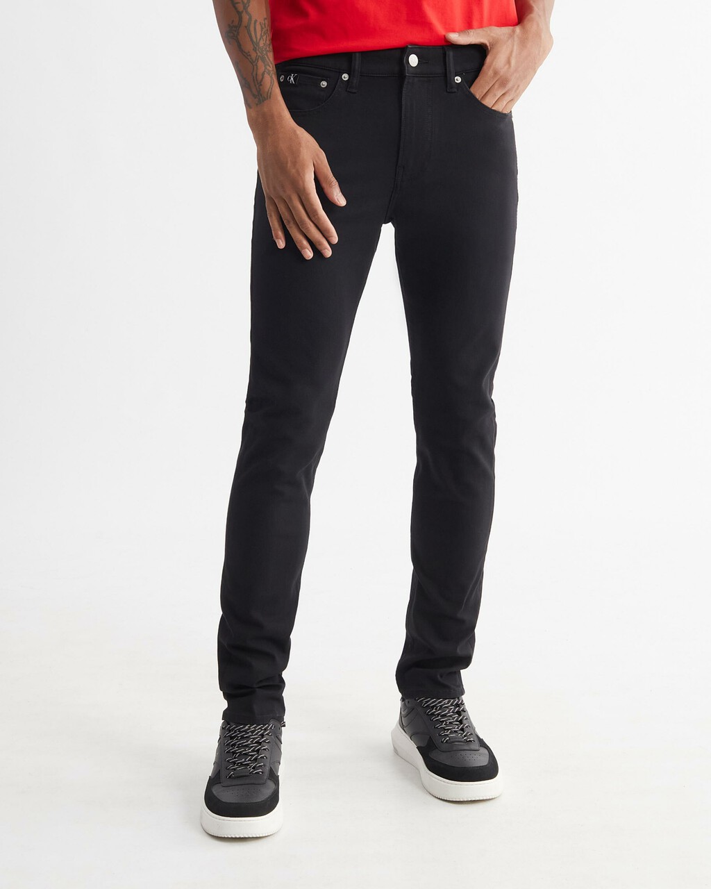 Ultimate Stretch Skinny Jeans, Rinse Black Back Embro, hi-res