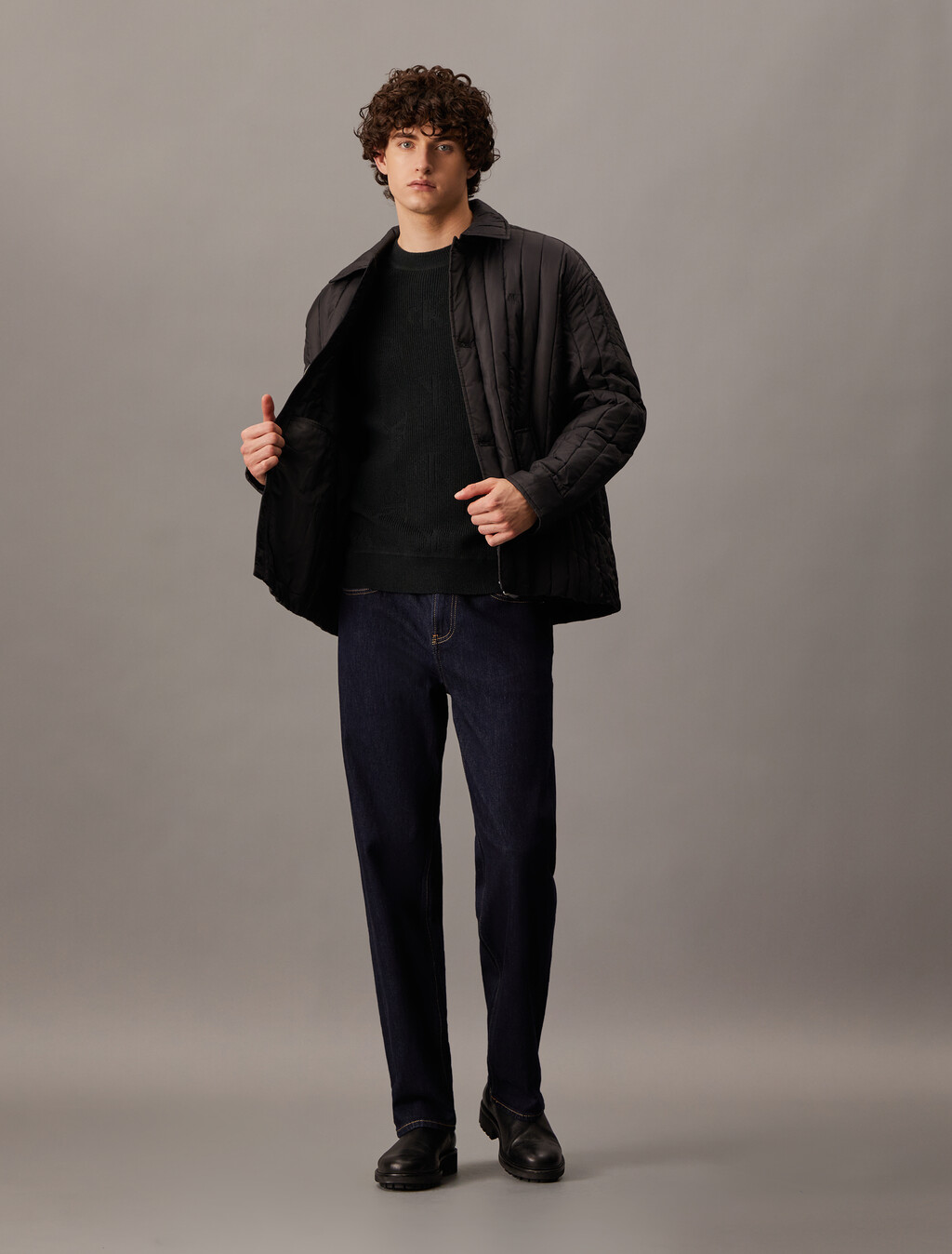 Monogram Pullover Sweater, Ck Black, hi-res