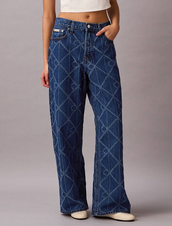 Allover Monogram Low Rise Baggy Jeans