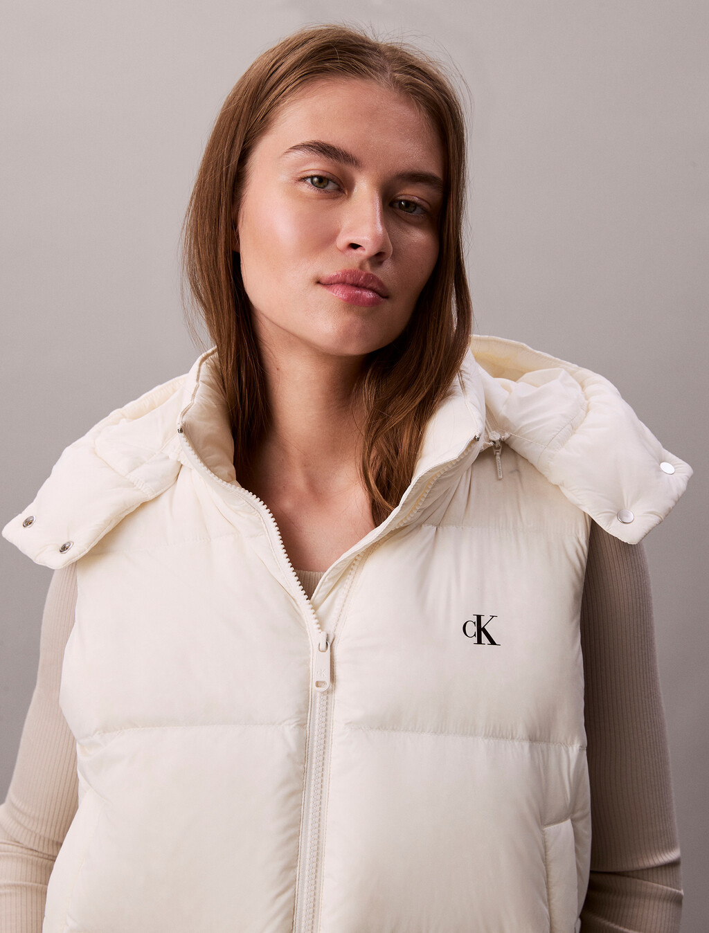 Relaxed Hooded Down Puffer Gilet, Jet Stream, hi-res