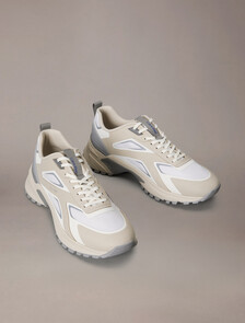 Trailblazer &mdash; Mesh Mix Runner Trainers, Oatmeal/Marshmallow/Cloudburst, hi-res