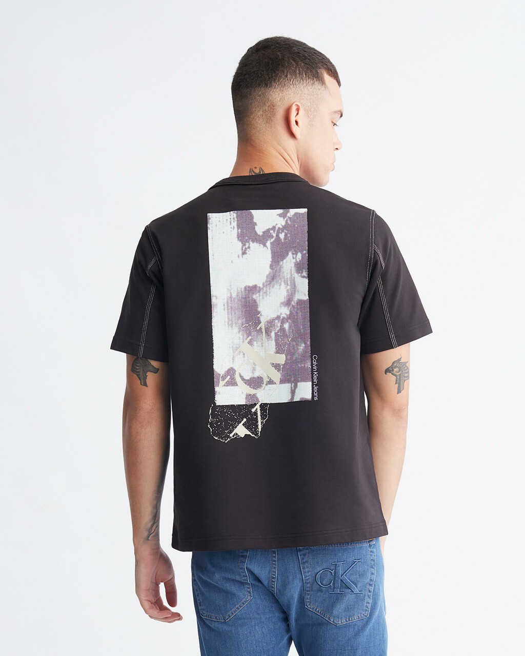 Modern Workwear Contrast Topstitch Tee, Ck Black, hi-res