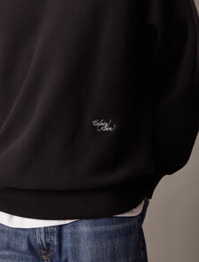 Cotton Blend Relaxed Sweatshirt, Black, hi-res