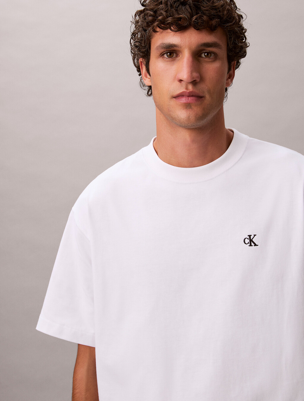 Calvin Logo Crew Neck Tee, Bright White, hi-res