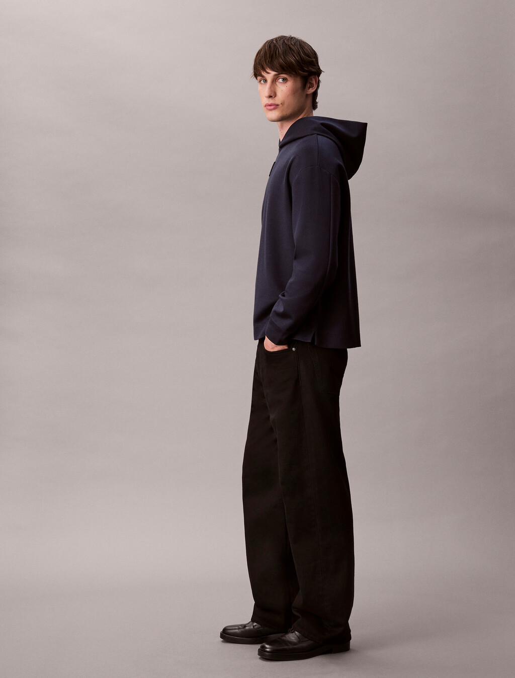 Stretch Wool Blend Hoodie, Dark Sapphire, hi-res