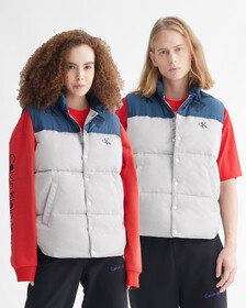 YEAR OF THE RABBIT COLOR BLOCK PUFFER VEST, ANTARCTICA, hi-res