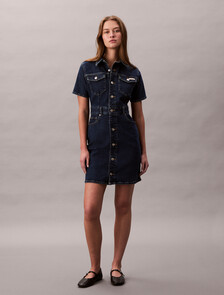Trucker Mini Denim Dress, ASTEROID CLOUD, hi-res