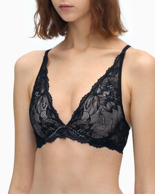 Seductive Comfort Lotus Floral Lightly Lined Plunge Bra, BLACK, hi-res