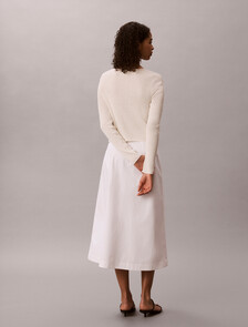 Linen Blend Tie Front Cardigan, Tofu, hi-res