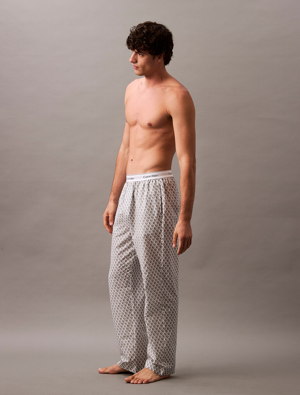 Cotton Poplin Sleep Pants, 18659 PLUSH MONOGRAM_4.65in+ASH, hi-res
