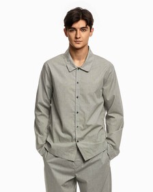 PURE COTTON SLEEP BUTTON DOWN SHIRT, Grey Heather, hi-res