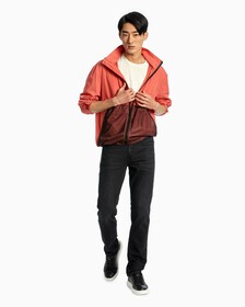 PACKABLE STACKED LOGO WINDBREAKER, Rhubarb Red, hi-res