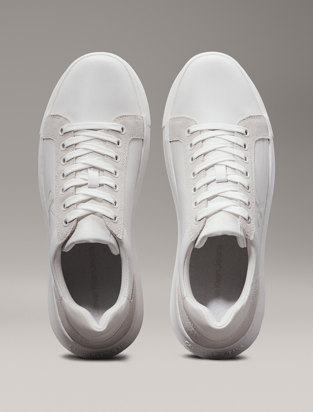 Leather Trainers, Bright White/Creamy White, hi-res