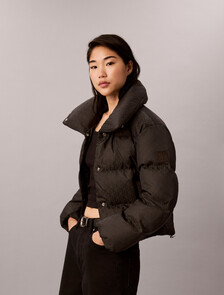 All-Over Logo Down Puffer Jacket, Black CK Emblem Jacquard, hi-res