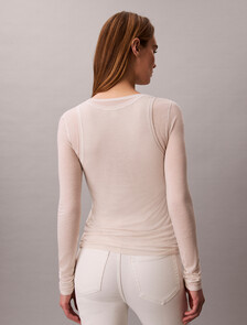 Wool Blend Double-Layer Top, Tofu, hi-res