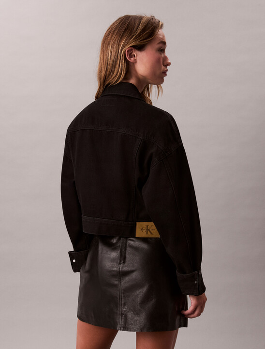 Cropped Zip Up Denim Jacket