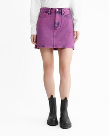 Hyper Real High Rise A Line Mini Skirt, Denim Light, hi-res