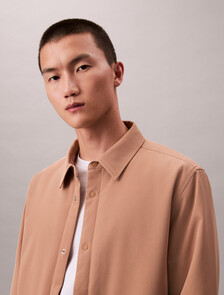 Solid Twill Shirt Jacket, Stonehenge, hi-res