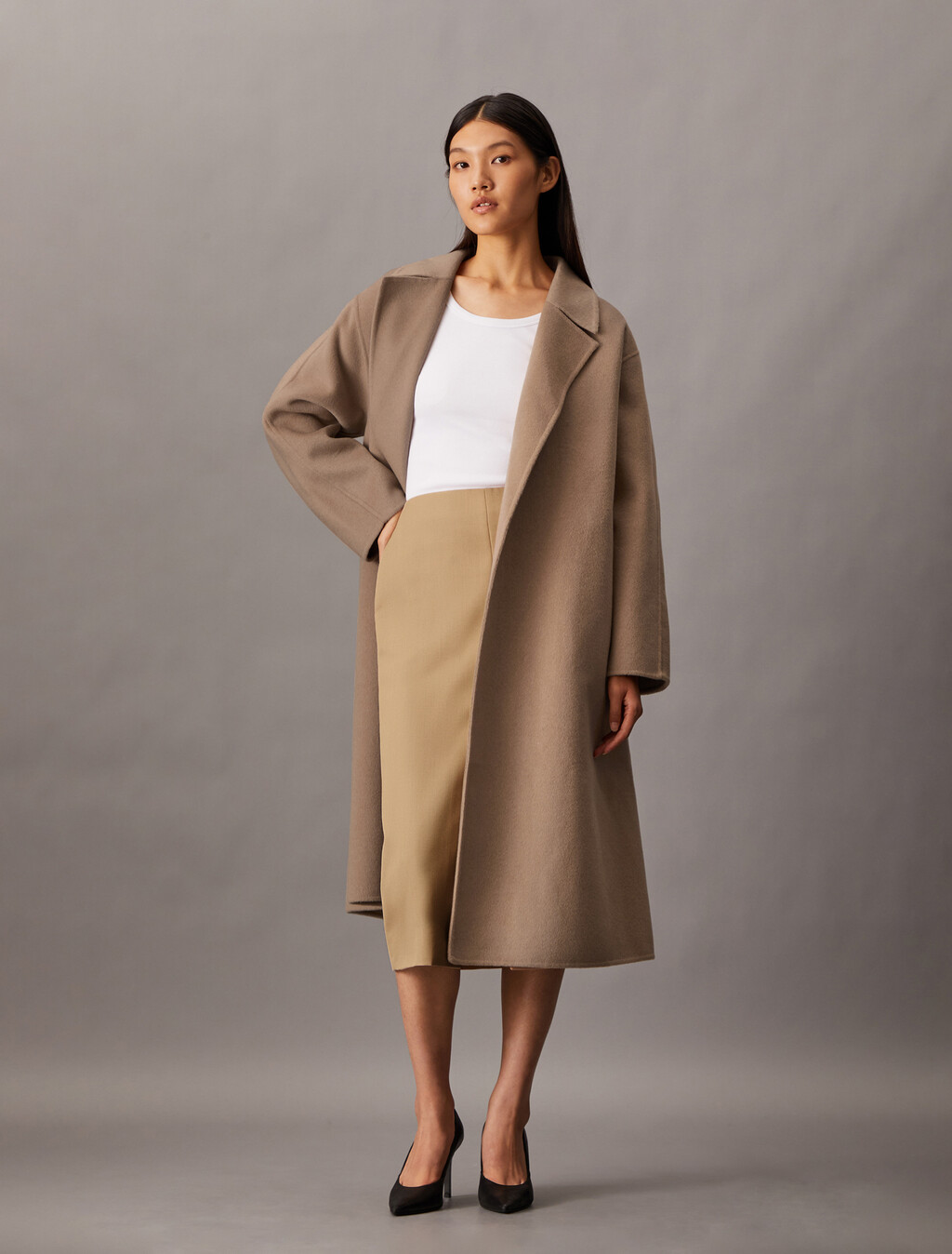 Crepe Wool  Blend Suiting Pencil Skirt, Amphora, hi-res